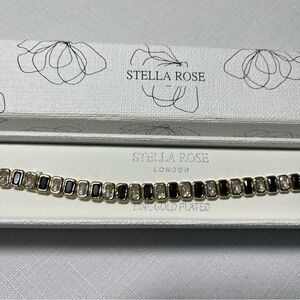 STELLA ROSE Gold plated black & clear crystal tennis bracelet. Strong clasp. New